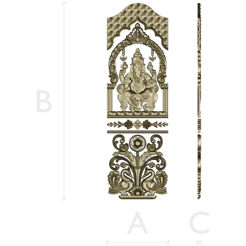 Ganesha Shrine Door Panel STL for CNC