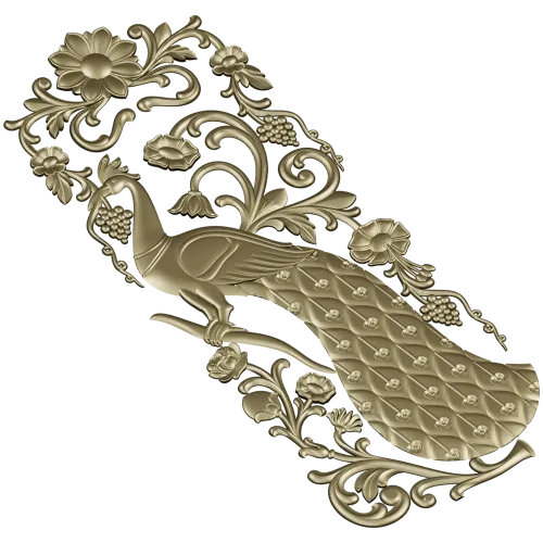 Peacock Decorative Panel STL for CNC Milling