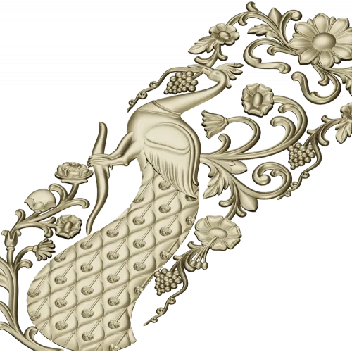 Peacock Decorative Panel STL for CNC Milling