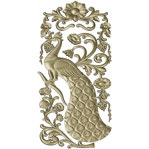 Peacock Decorative Panel STL for CNC Milling