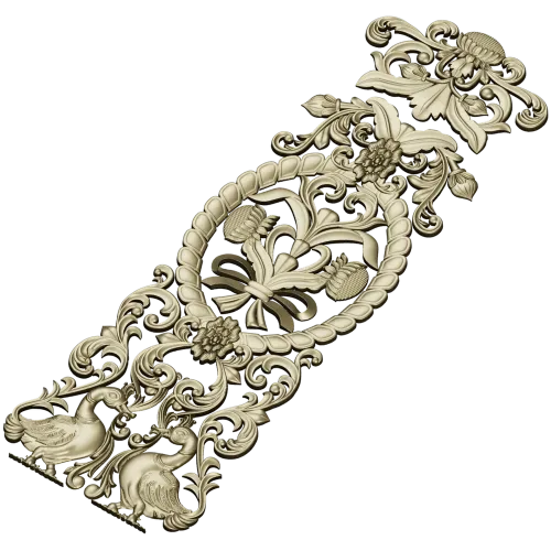 Baroque Vertical Applique STL 3D Model for CNC