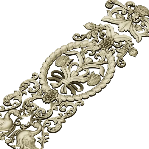 Baroque Vertical Applique STL 3D Model for CNC