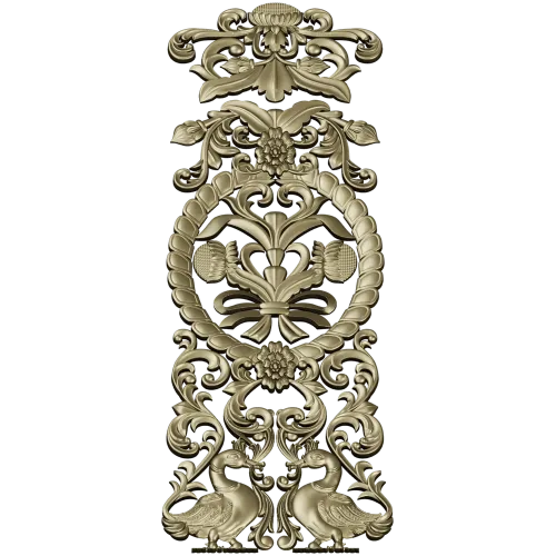 Baroque Vertical Applique STL 3D Model for CNC