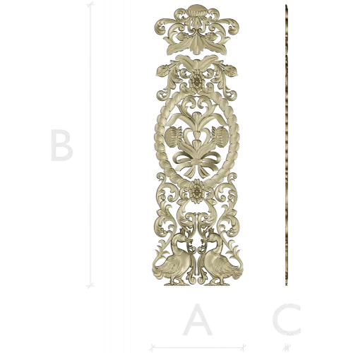 Baroque Vertical Applique STL 3D Model for CNC