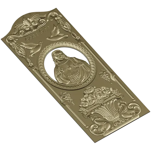 Благословенная панель - 3D модель STL для ЧПУ с изображением Сердца Иисуса