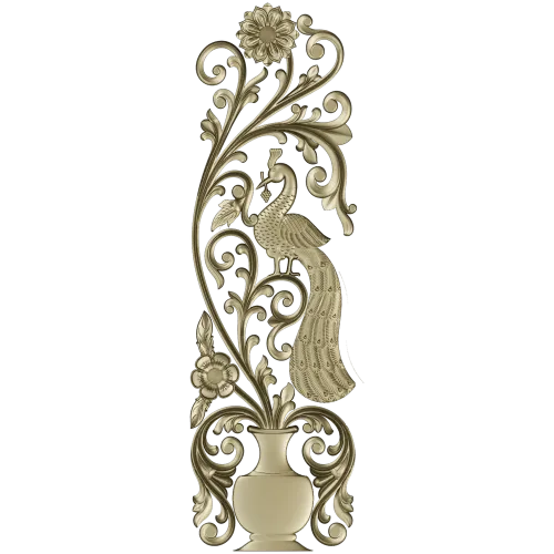 Ornamental Peafowl Vertical Panel STL for CNC