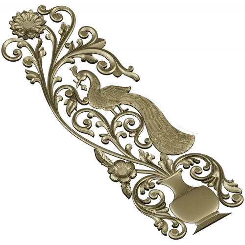Ornamental Peafowl Vertical Panel STL for CNC