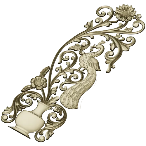 Ornamental Peafowl Vertical Panel STL for CNC