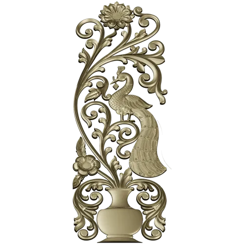 Ornamental Peafowl Vertical Panel STL for CNC