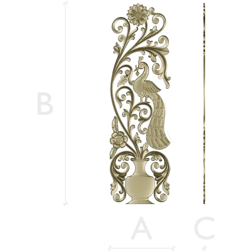 Ornamental Peafowl Vertical Panel STL for CNC