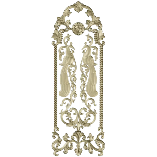 Twin Peacock Decorative Panel STL