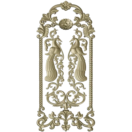 Twin Peacock Decorative Panel STL
