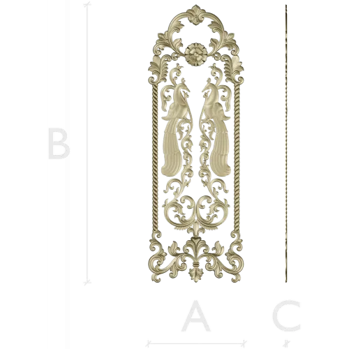 Twin Peacock Decorative Panel STL