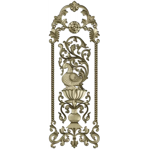 Lotus Peafowl Vertical Panel STL for CNC