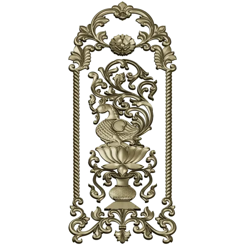 Lotus Peafowl Vertical Panel STL for CNC