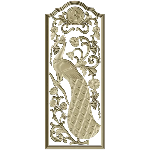 Peacock Vine Decorative Panel - STL 3D Model for CNC