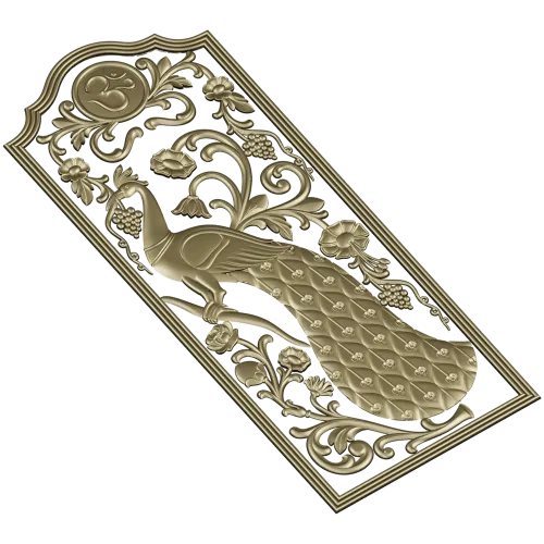 Peacock Vine Decorative Panel - STL 3D Model for CNC