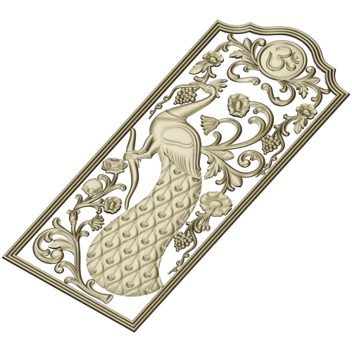 Peacock Vine Decorative Panel - STL 3D Model for CNC