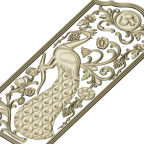 Peacock Vine Decorative Panel - STL 3D Model for CNC