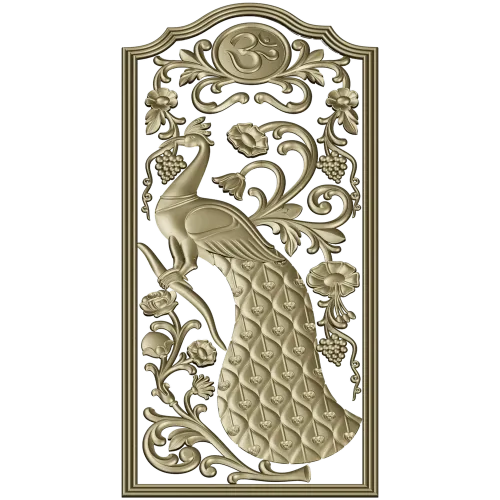Peacock Vine Decorative Panel - STL 3D Model for CNC