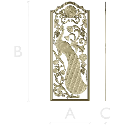 Peacock Vine Decorative Panel - STL 3D Model for CNC
