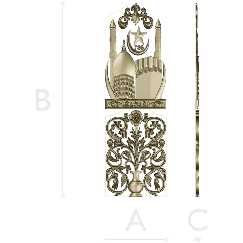 Minaret Relief Door Panel STL for CNC