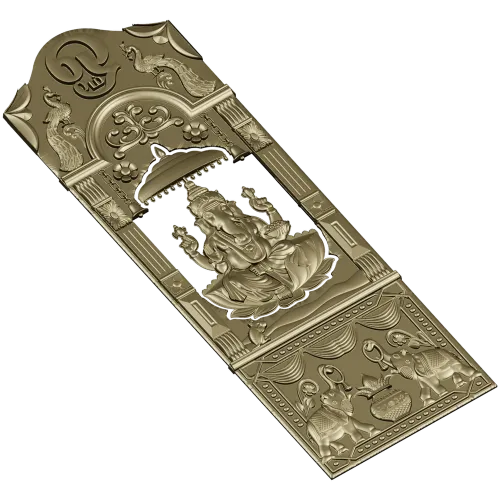 Ganesha Shrine Door Panel - detailed STL 3D model for CNC