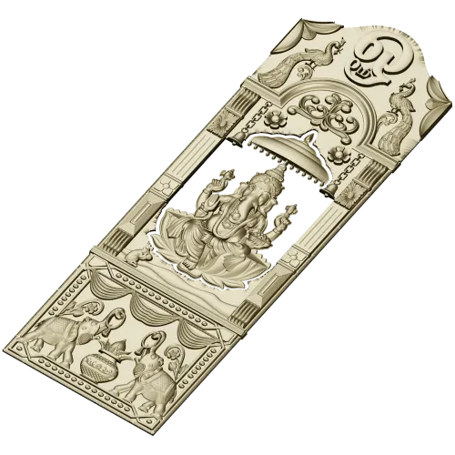 Ganesha Shrine Door Panel - detailed STL 3D model for CNC