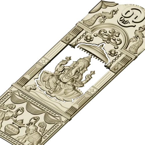 Ganesha Shrine Door Panel - detailed STL 3D model for CNC