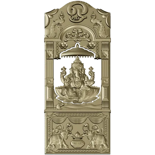 Ganesha Shrine Door Panel - detailed STL 3D model for CNC