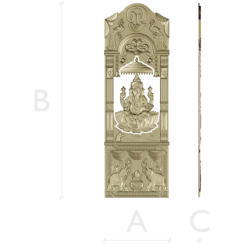 Ganesha Shrine Door Panel - detailed STL 3D model for CNC