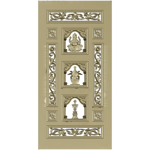 Ornamental Three-Niche Door Panel STL for CNC