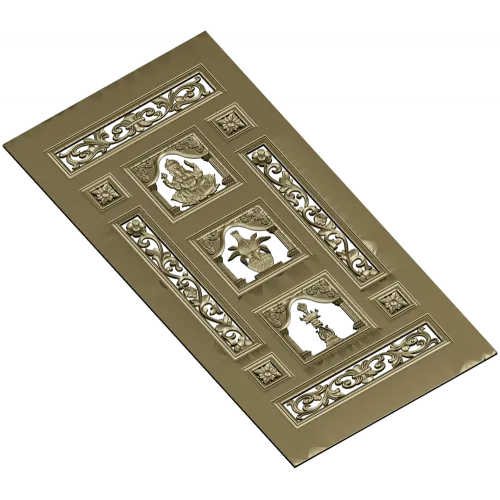 Ornamental Three-Niche Door Panel STL for CNC
