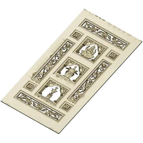 Ornamental Three-Niche Door Panel STL for CNC