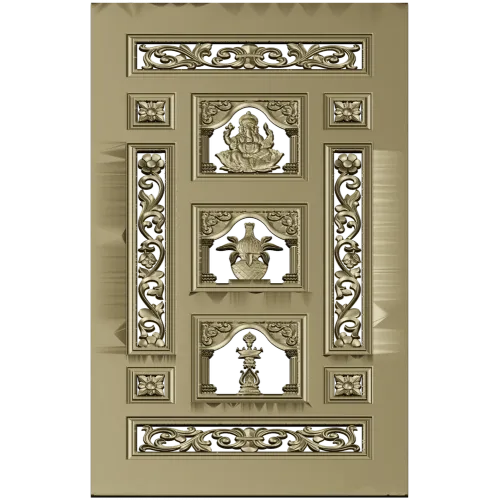 Ornamental Three-Niche Door Panel STL for CNC