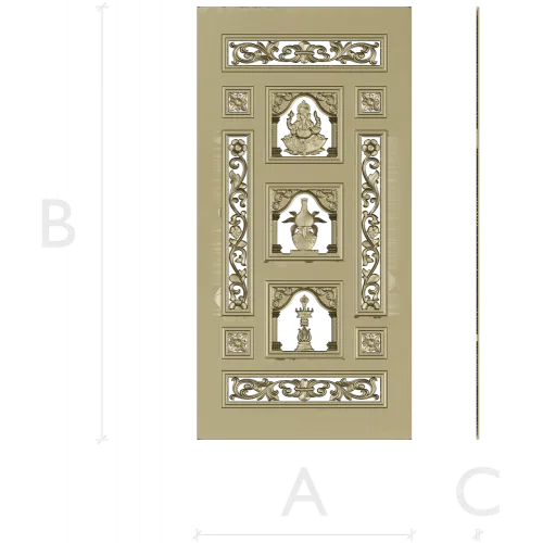 Ornamental Three-Niche Door Panel STL for CNC