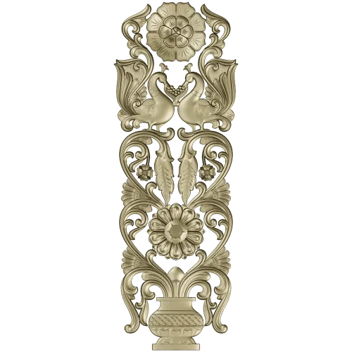 Regal Bloom - ornate vertical panel STL for CNC milling