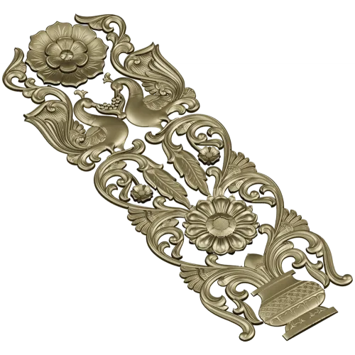Regal Bloom - ornate vertical panel STL for CNC milling