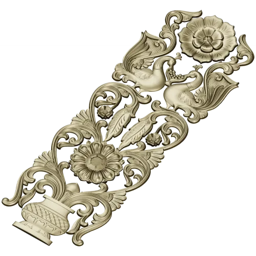 Regal Bloom - ornate vertical panel STL for CNC milling