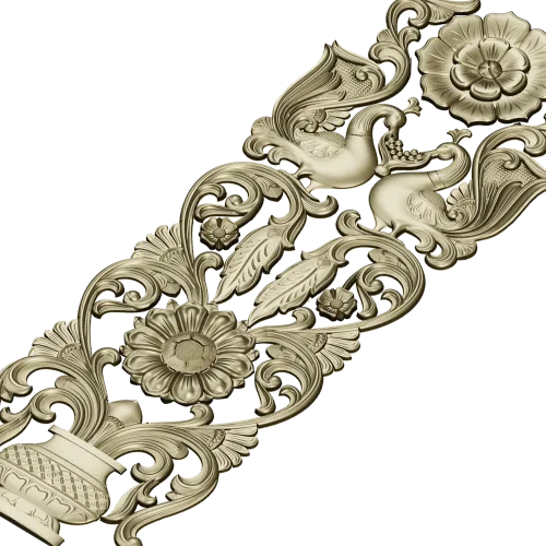 Regal Bloom - ornate vertical panel STL for CNC milling