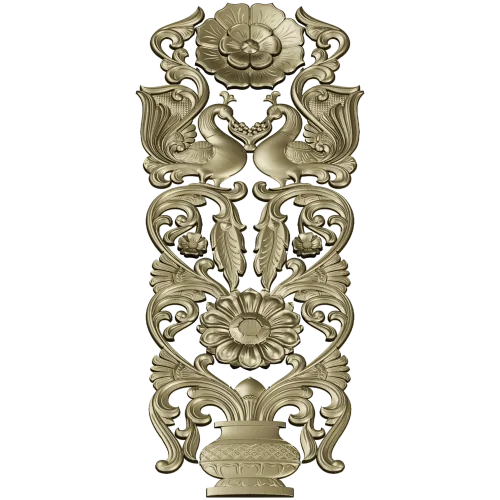 Regal Bloom - ornate vertical panel STL for CNC milling