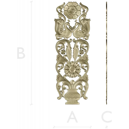 Regal Bloom - ornate vertical panel STL for CNC milling
