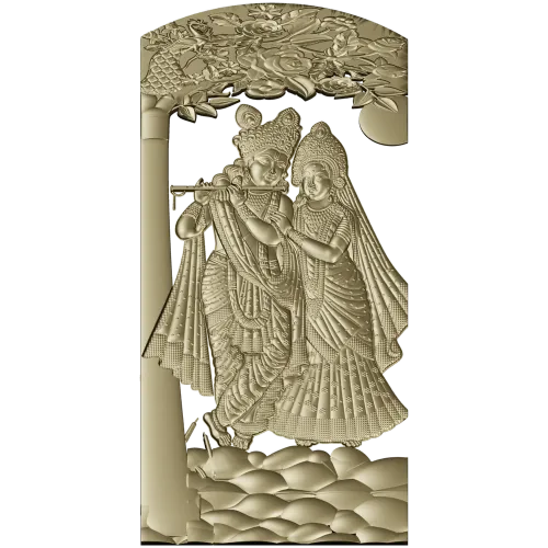 Радха и Кришна - рельефная дверная панель STL для ЧПУ