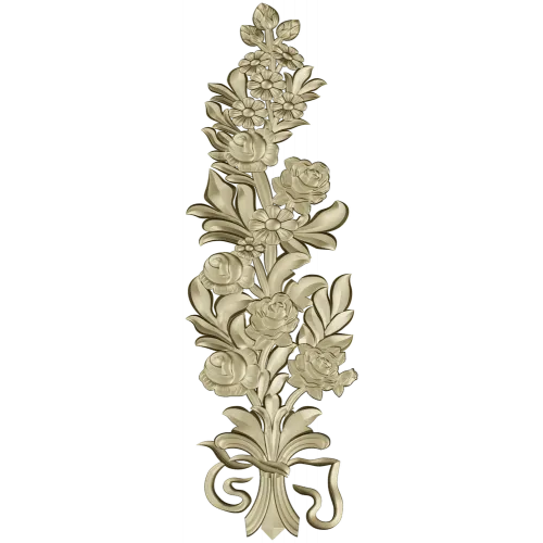Floral Bouquet Applique STL - high-relief 3D model for CNC routers