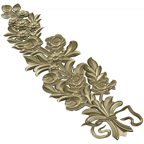 Floral Bouquet Applique STL - high-relief 3D model for CNC routers