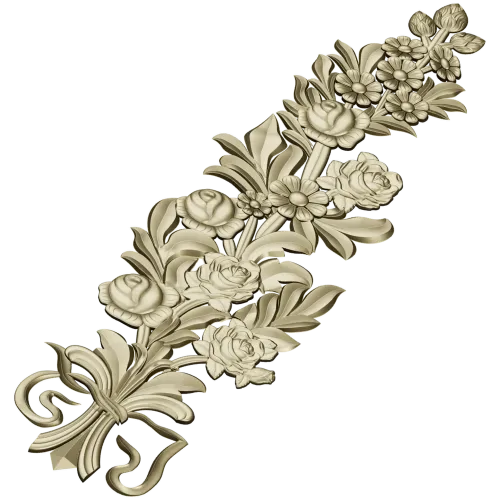 Floral Bouquet Applique STL - high-relief 3D model for CNC routers