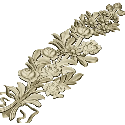 Floral Bouquet Applique STL - high-relief 3D model for CNC routers