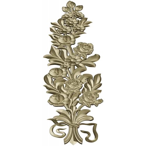Floral Bouquet Applique STL - high-relief 3D model for CNC routers