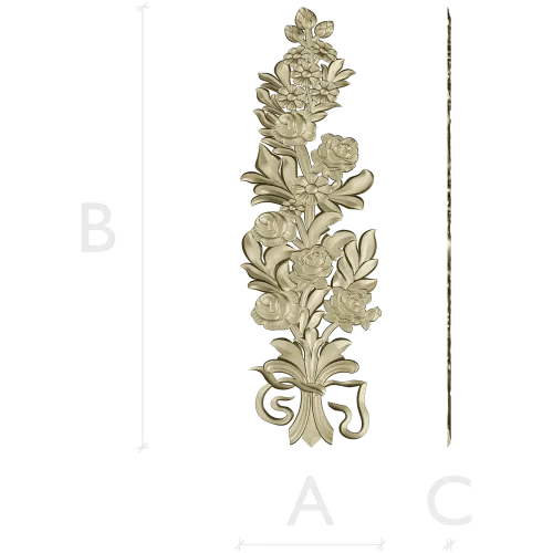 Floral Bouquet Applique STL - high-relief 3D model for CNC routers