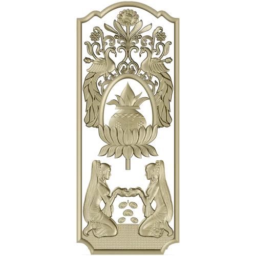 Ornamental Lotus Offering Panel - STL 3D Relief for CNC
